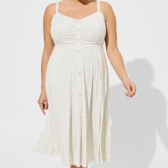 torrid Dresses & Skirts - Torrid Plus Size Cream Midi Super Soft Knit Button-Front Dress Daisy Floral 2X